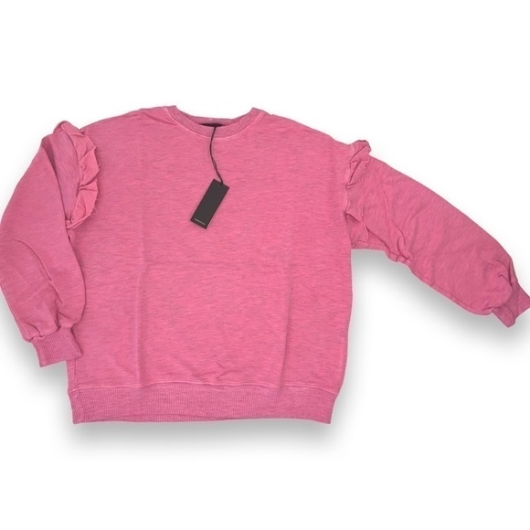 MONROW Hotpink Supersoft sweatshirt ruffle trim - Picture 3 of 4